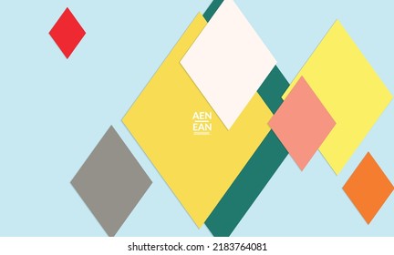 Abstract vector cover template with paper cut overlapping rectangles squares. Vintage art design poster with geometric background objects. Artistic wallpaper in retro style with rhombus pattern.