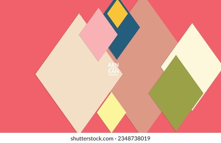 Plantilla de cubierta vectorial abstracta con cuadrados de rectángulos superpuestos de corte de papel. Cartel de diseño de arte vintage con objetos de fondo geométrico. Papel mural artístico en estilo retro con patrón rhombus.
