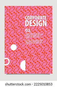 Abstract vector cover template using pink and orange color and halftone dots. Cover with pattern decoration. Suitable for annual report, magazine, catalog, template, book, and document.