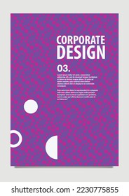 Abstract vector cover template using purple and pink color and halftone dots. Cover with pattern decoration. Suitable for annual report, magazine, catalog, template, book, and document.