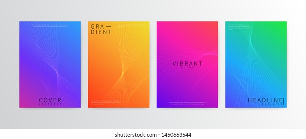 Abstract vector covers design with line, gradient and vibrant color. Book covers composition in editable eps10. Modern themed business template. Isolated in white.