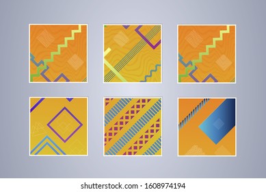 Abstract vector covers design with line, gradient and vibrant color. Simply geometric background