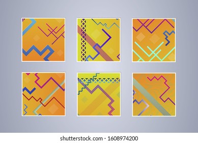 Abstract vector covers design with line, gradient and vibrant color. Simply geometric background