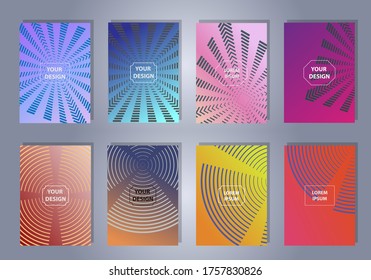 Abstract vector covers design with line, gradient and vibrant color. Simply geometric background