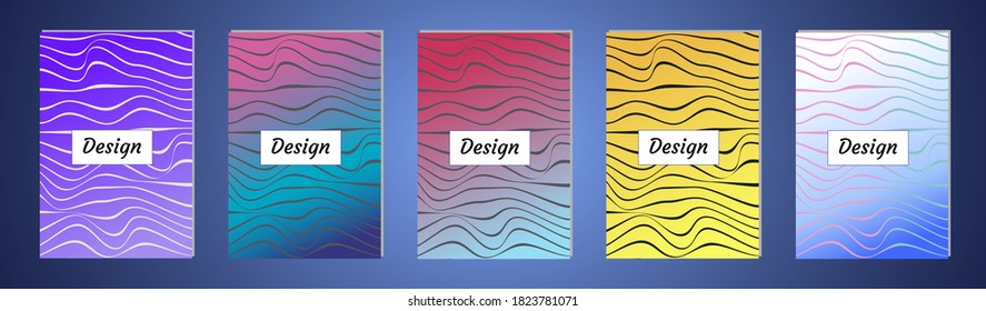 Abstract vector covers design with line, gradient and vibrant color. Simply geometric background