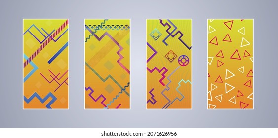 Abstract vector covers design with line, gradient and vibrant color. Simply geometric background
