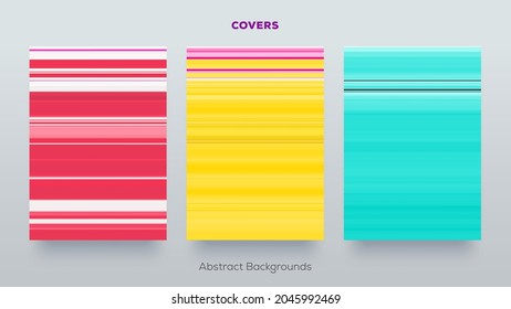 Abstract vector covers design. Minimal colorful lines background.