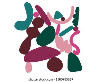 Abstract vector creative artwork with brush strokes. Colorful artwork for printing brochure, poster, card, print, textile,magazines, t-shirt, dress. Modern trendy design. 