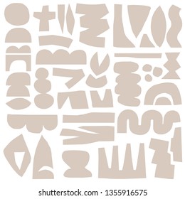 abstract vector creative paper cut set with neutral color 