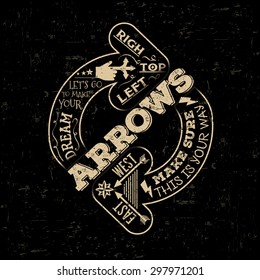 Abstract vector creative retro arrow. For web and mobile applications, illustration template design, business infographic, brochure, banner, presentation, art poster, cover, booklet, print, document.