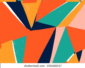 Abstract vector creative seamless pattern with brush stroke triangles. Colorful background 