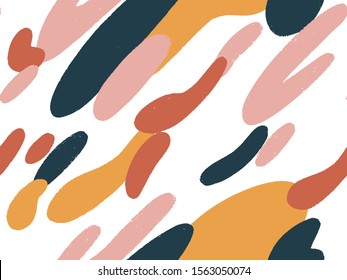 Abstract vector creative seamless pattern with brush strokes, ink splash, blot. Colorful background for printing brochure, poster, card, print, textile,magazines, sport wear. Modern trendy design.