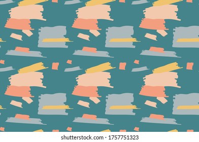 Abstract vector creative seamless pattern with brush strokes. Colorful background for printing brochure, poster, card, print, textile, magazines, sport wear. Modern trendy design.