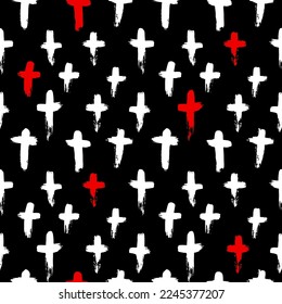 Abstract Vector Crosses Handdrawn Seamless Pattern.