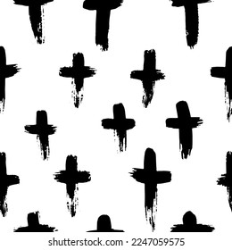 Abstract Vector Crosses Handdrawn Seamless Pattern.