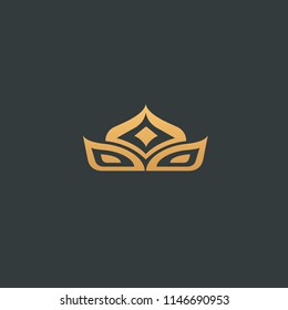 Abstract vector crown logo vector design. Sign for beauty salon, elite accessories, jewelry, hotels, spa, wedding. Vintage decorative icon queen, king, princess. Abstract sign, vector logotype.