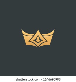 Abstract vector crown logo vector design. Sign for beauty salon, elite accessories, jewelry, hotels, spa, wedding. Vintage decorative icon queen, king, princess. Abstract sign, vector logotype.