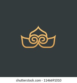 Abstract vector crown logo vector design. Sign for beauty salon, elite accessories, jewelry, hotels, spa, wedding. Vintage decorative icon queen, king, princess. Abstract sign, vector logotype.