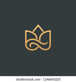 Abstract vector crown logo vector design. Sign for beauty salon, elite accessories, jewelry, hotels, spa, wedding. Vintage decorative icon queen, king, princess. Abstract sign, vector logotype.