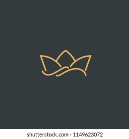 Abstract vector crown logo vector design. Sign for beauty salon, elite accessories, jewelry, hotels, spa, wedding. Vintage decorative icon queen, king, princess. Abstract sign, vector logotype.