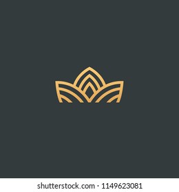 Abstract vector crown logo vector design. Sign for beauty salon, elite accessories, jewelry, hotels, spa, wedding. Vintage decorative icon queen, king, princess. Abstract sign, vector logotype.