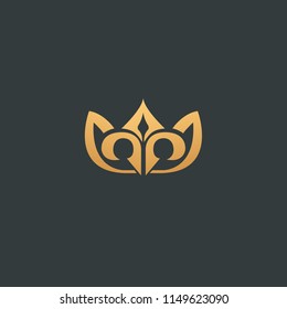 Abstract vector crown logo vector design. Sign for beauty salon, elite accessories, jewelry, hotels, spa, wedding. Vintage decorative icon queen, king, princess. Abstract sign, vector logotype.