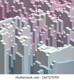 Abstract vector cube. Vector illustration. Pastel pink, blue, gray colors.