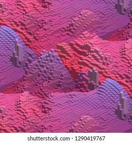 Abstract vector cube. Vector illustration. Pink, purple, red colors.