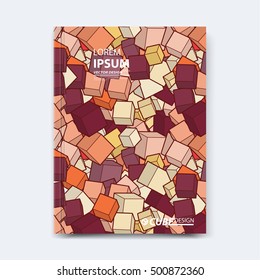 Abstract vector cubed design for cover, poster, banner, flyer, business card, magazine annual report, title page, brochure template layout or booklet .A4 size with polygons on white background.