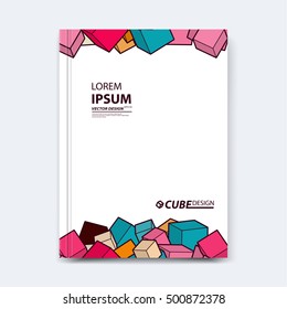 Abstract vector cubed design for cover, poster, banner, flyer, business card, magazine annual report, title page, brochure template layout or booklet .A4 size with polygons on white background.