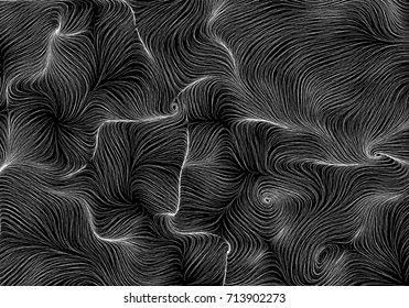 Abstract Vector Curl Noise Background, Flowing Curly Lines, Wavy Streaks
