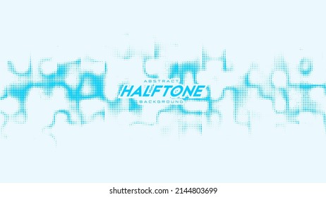 Abstract vector curled blue halftone sound wave. Scrathed dotted texture element.