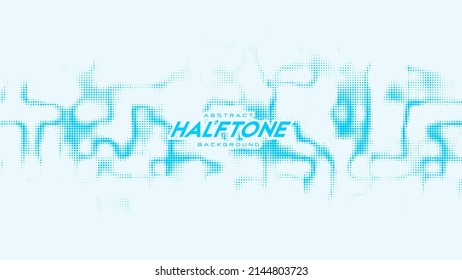 Abstract vector curled blue halftone sound wave. Scrathed dotted texture element.