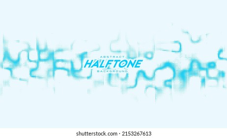 Abstract vector curled blue halftone sound wave. Scrathed dotted texture element.