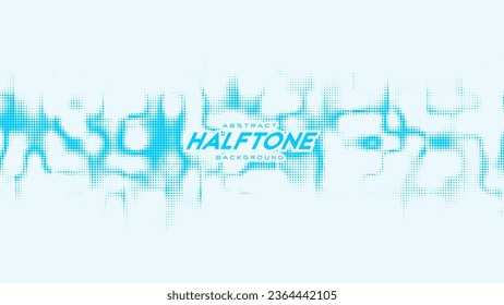 Abstract vector curled blue halftone sound wave. Scrathed dotted texture element.