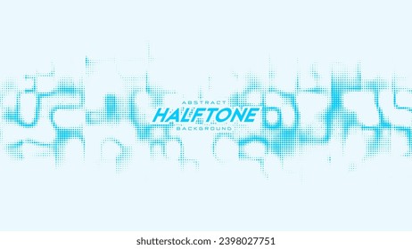 Abstract vector curled blue halftone sound wave. Scrathed dotted texture element.