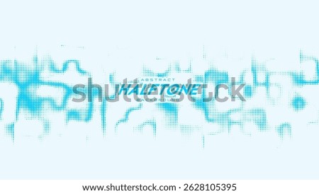 Abstract vector curled blue halftone sound wave. Scrathed dotted texture element.