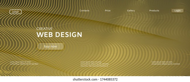 Curva del vector abstracto. Fondo Dinámico Oro. 3 d Formas De Flujo. Textura tecnológica. Curva de vectores de resumen de oro. Vivid Modern Motion. Revista Fluid. Curva vectora de abstracto geométrico.