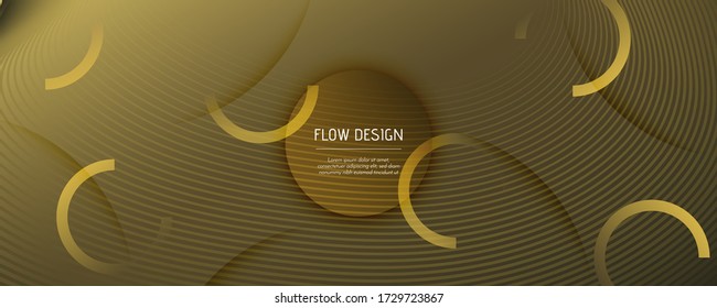 Abstract Vector Curve. Gold Futuristic Wallpaper. 3d Flow Line. Business Poster. Golden Abstract Vector Curve. Color Graphic Motion. Fluid Magazine. Geometric Abstract Vector Curve.