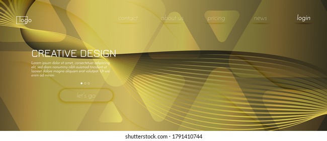 Abstract Vector Curve. Golden Geometric Background. 3d Fluid Line. Minimal Banner. Gold Abstract Vector Curve. Vivid Memphis Design. Flow Illustration. Gradient Abstract Vector Curve.