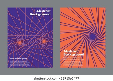 Abstract vector curve lines background, modern spiral, cover poster wallpaper website business, two tone color, orange and purple 
