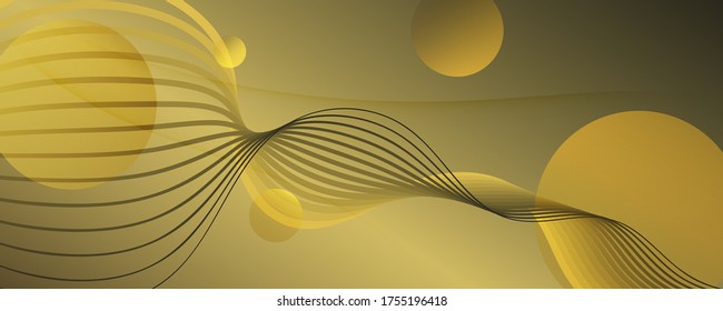 Abstract Vector Curve. Yellow Dynamic Movement. 3d Fluid Shapes. Minimal Texture. Golden Abstract Vector Curve. Wave Vibrant Elements. Flow Illustration. Futuristic Abstract Vector Curve.