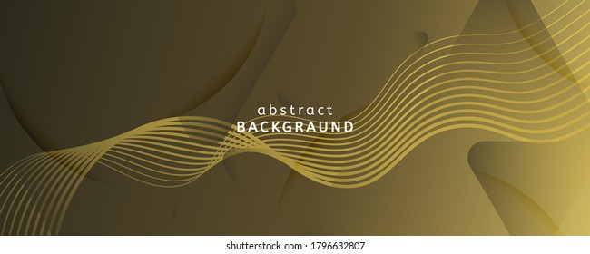 Curva del vector abstracto. Papel de escritorio dinámico amarillo. 3 quinquies Formas De Fluidos. Patrón de tecnología. Curva de vectores de resumen de oro. Concepto Moderno De Color. Ilustración de flujo. Curva vectora de abstracto geométrico.