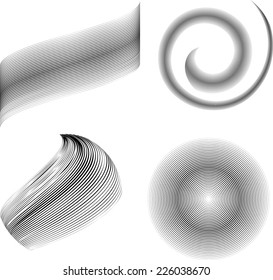 Abstract Vector Curved Lines . Spiral Striped Shape .