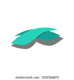 
Abstract vector curved logo isolated. The shape of the logotype is stacked with a bluish-green contour.