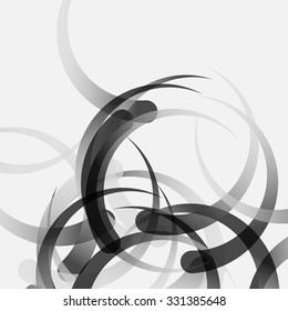 Abstract vector with curved shapes. Grayscale vector.