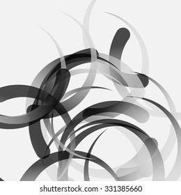 Abstract vector with curved shapes. Grayscale vector.