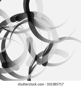 Abstract vector with curved shapes. Grayscale vector.