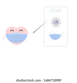 Minitorazol Abstracto Vector Cute Con Máscara De Oreja Azul Para Proteger Virus Y Gripe Y PM2.5 , Enseñando Sobre La Historia Del Virus Covid-19 O Corona En Fondo Blanco