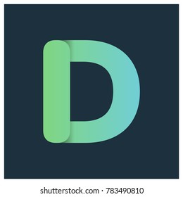Abstract vector D alphabet letter with gradient and shadow effect